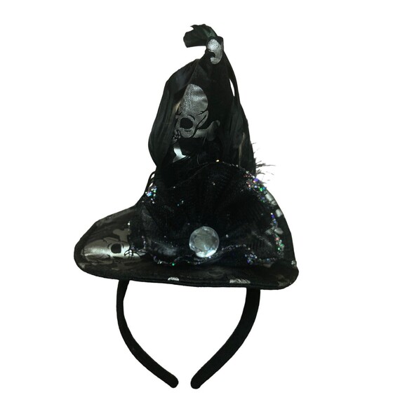 Midwest Halloween Party Witch Hat Headband Costume Skulls Black Silver One Size. - Picture 2 of 8